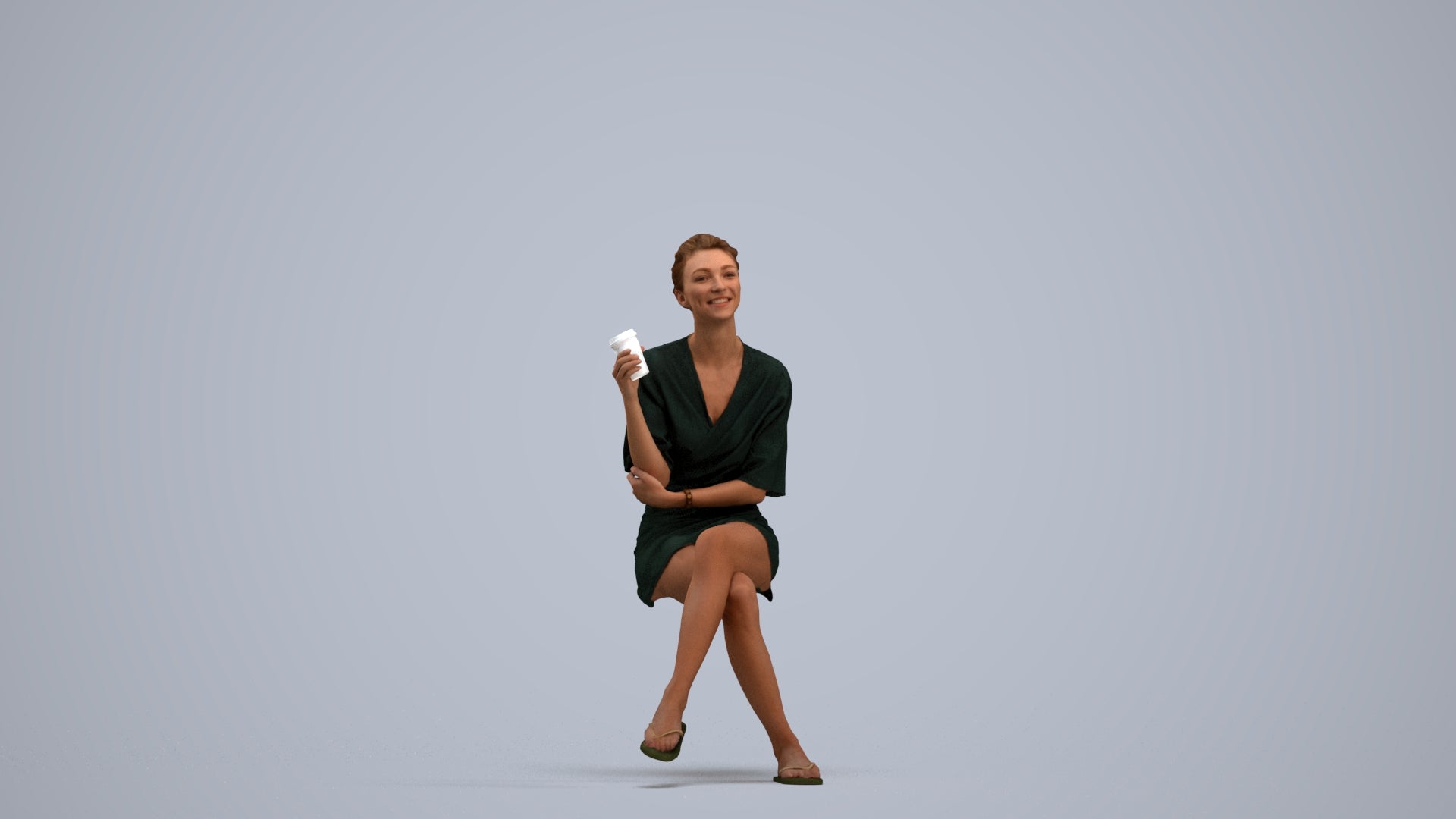 3D people model woman casual sitting, scanned human for 3ds Max rendering, standing pose render