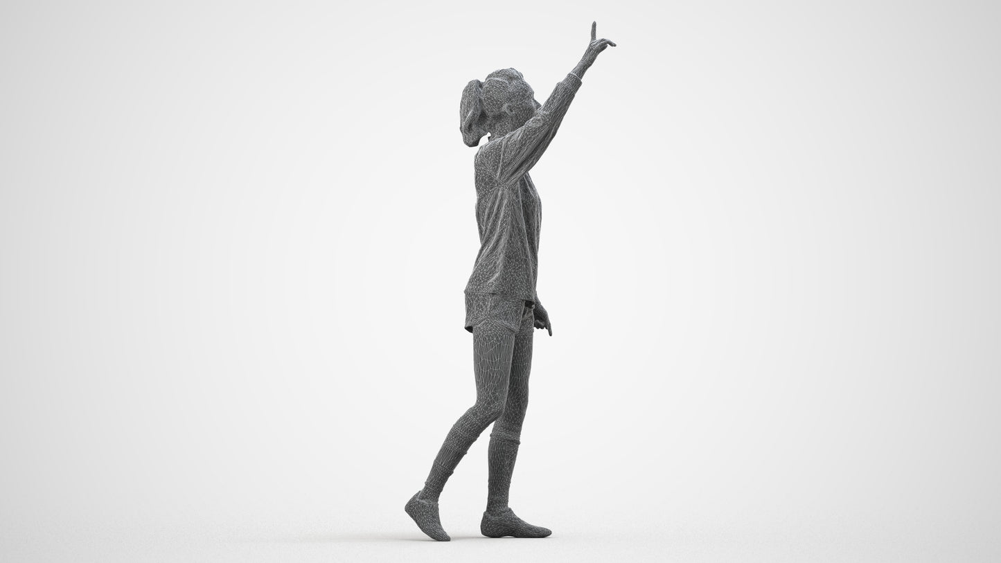 realistic 3D human woman sport, archviz people FBX OBJ for Blender, wireframe side view