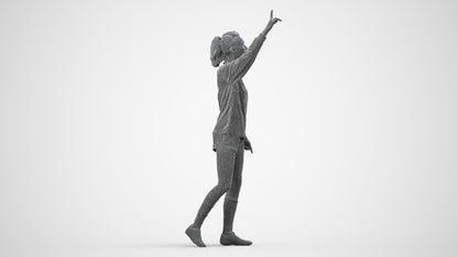 realistic 3D human woman sport, archviz people FBX OBJ for Blender, wireframe side view