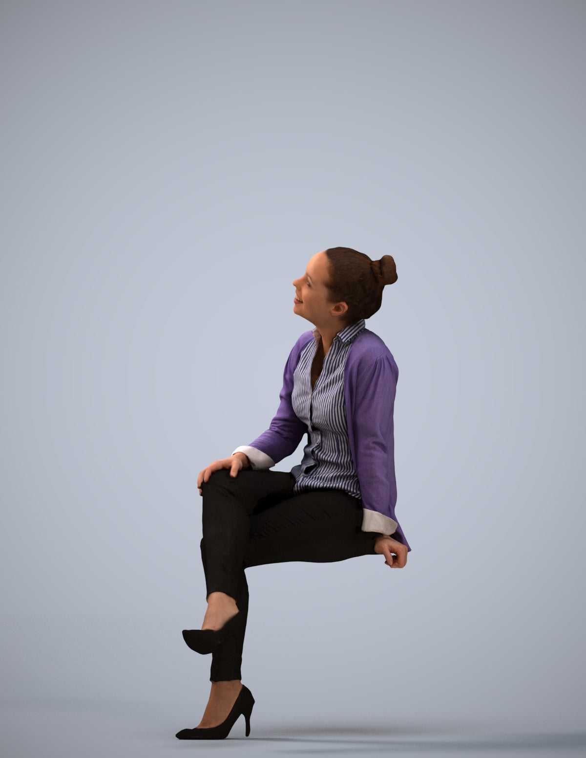 scanned 3D woman business sitting, photogrammetry people for Enscape and V-Ray