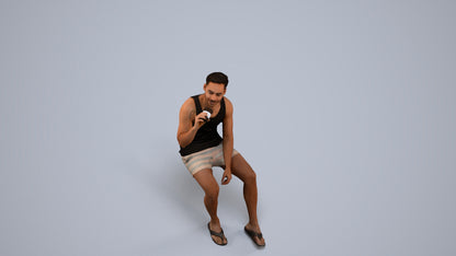 scanned 3D man casual sitting, photogrammetry people for Enscape and V-Ray, back view render