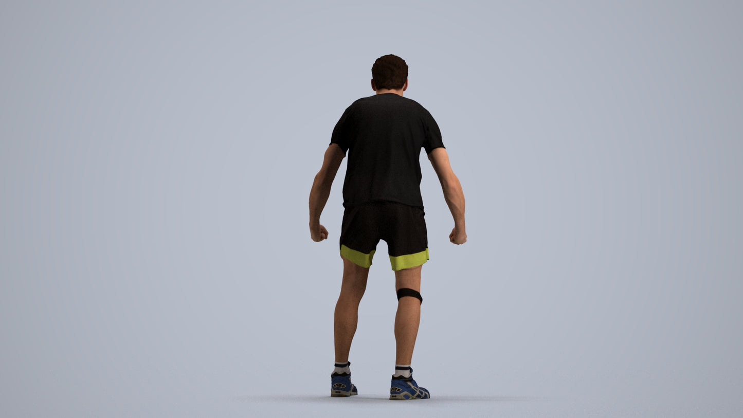 3D people model man sport, scanned human for 3ds Max rendering, front view render