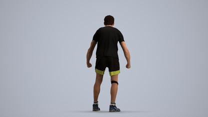 3D people model man sport, scanned human for 3ds Max rendering, front view render