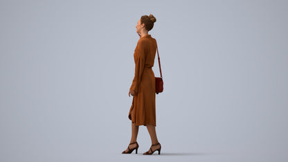 photogrammetry 3D woman casual standing, realistic human model archviz FBX, three-quarter view render