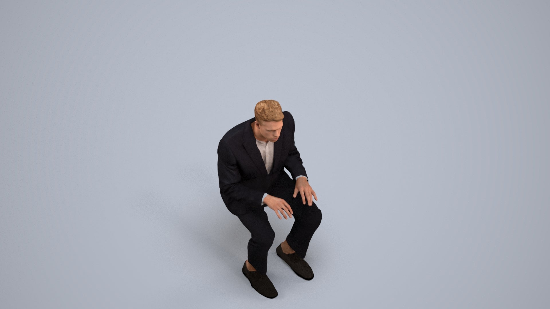 3D scanned man business, photorealistic archviz people for Enscape and SketchUp, back view render