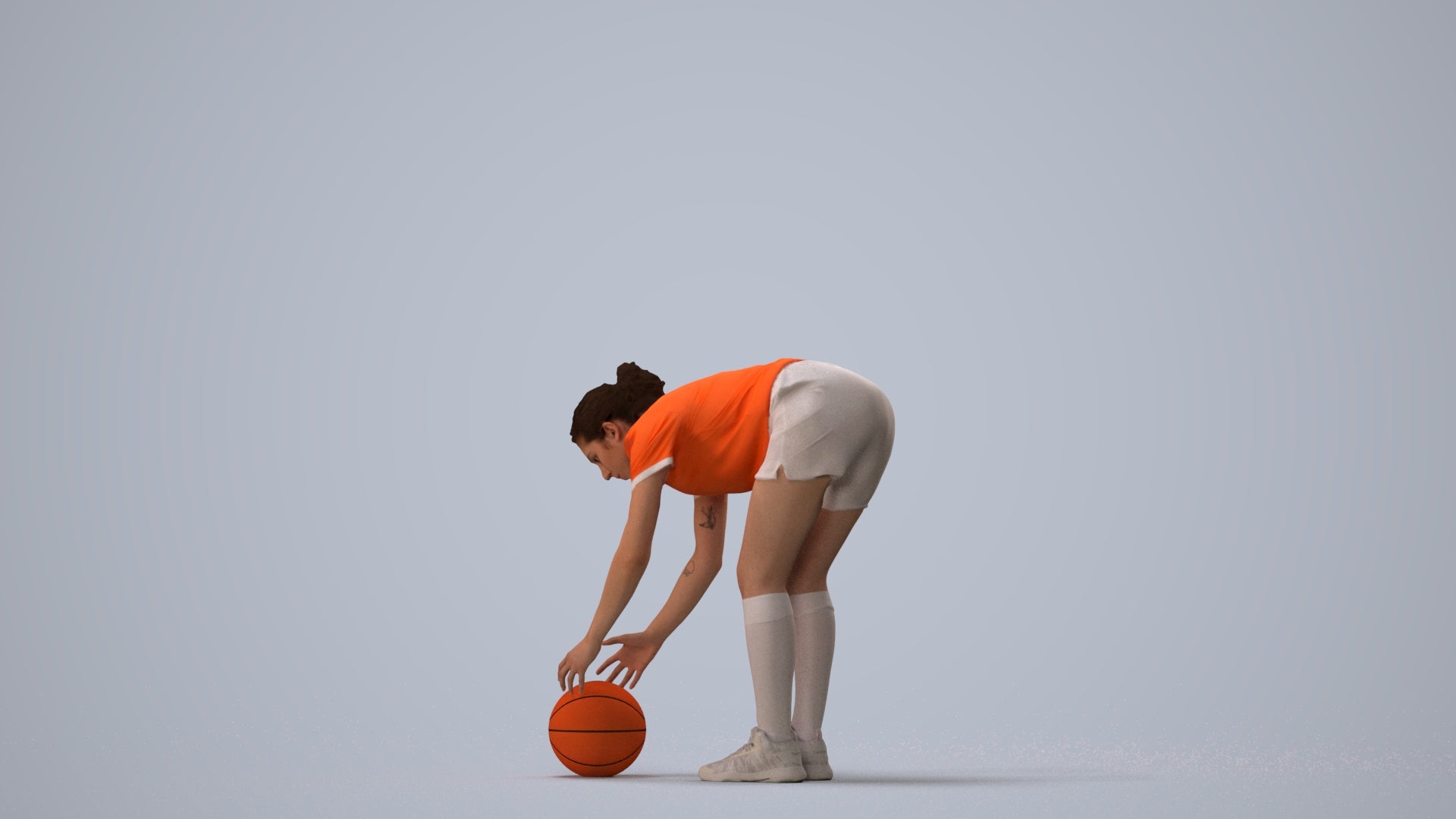 scanned 3D woman sport, photogrammetry people for Enscape and V-Ray, three-quarter view render