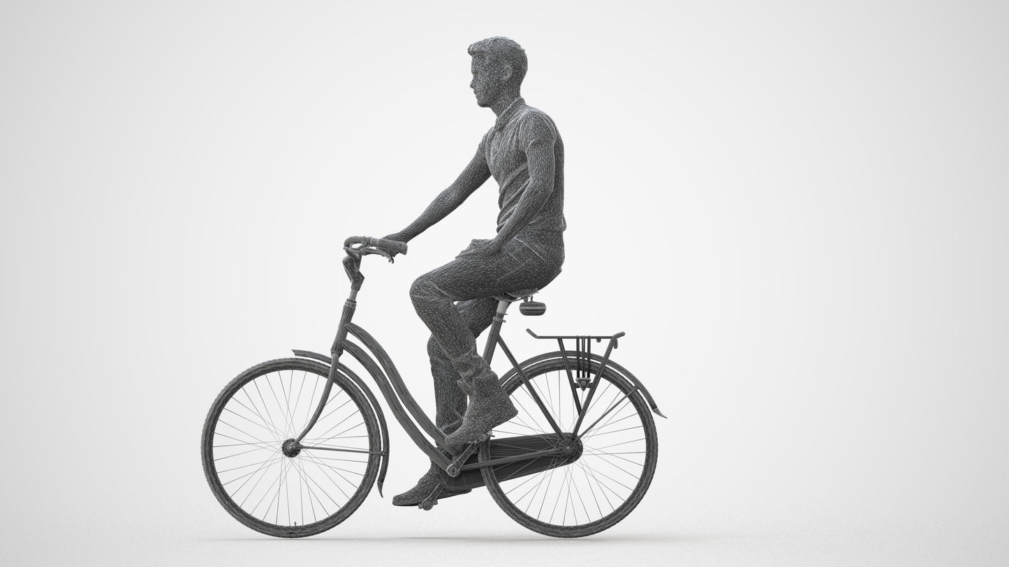 realistic 3D people man casual cycling, render-ready for V-Ray and Corona, FBX OBJ, square thumbnail