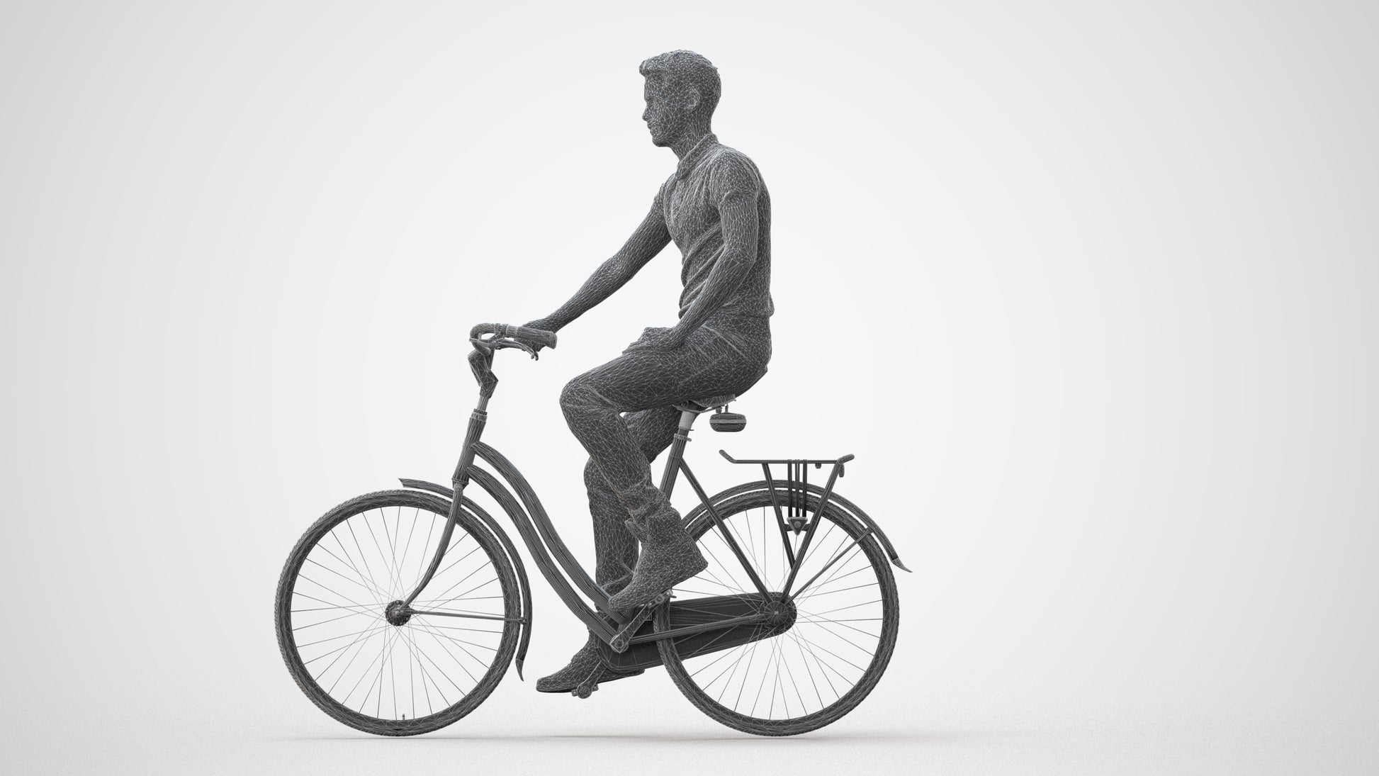 realistic 3D people man casual cycling, render-ready for V-Ray and Corona, FBX OBJ, square thumbnail