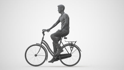 realistic 3D people man casual cycling, render-ready for V-Ray and Corona, FBX OBJ, square thumbnail