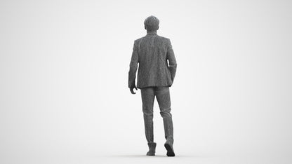 realistic 3D man business, scanned archviz people for Blender and 3ds Max, wireframe front view