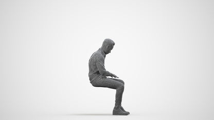 3D scanned man business, photorealistic archviz people for Enscape and SketchUp, wireframe side view