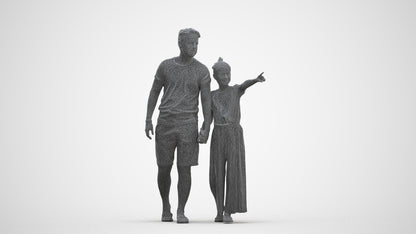 realistic 3D people man kids, render-ready for V-Ray and Corona, FBX OBJ, three-quarter front view render