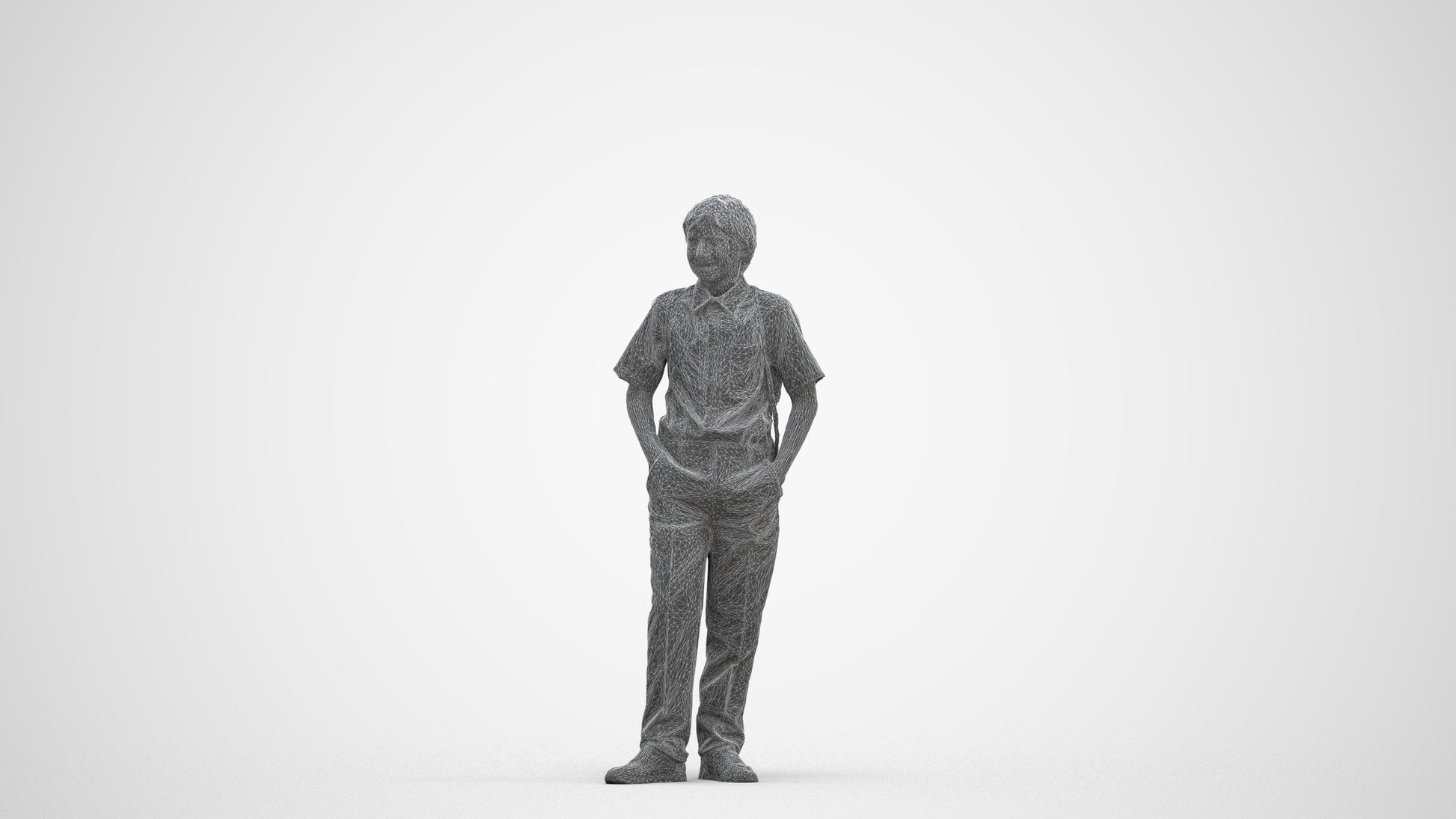 photogrammetry 3D boy kids, realistic human model archviz FBX, three-quarter front view render