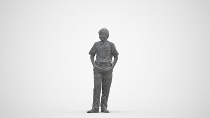 photogrammetry 3D boy kids, realistic human model archviz FBX, three-quarter front view render