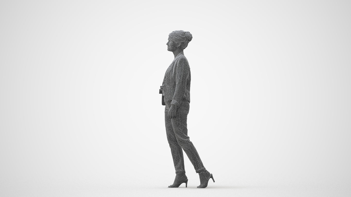 scanned 3D woman business walking, photogrammetry people for Enscape and V-Ray, square thumbnail