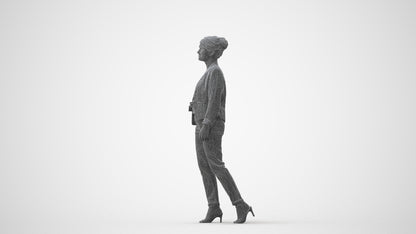 scanned 3D woman business walking, photogrammetry people for Enscape and V-Ray, square thumbnail