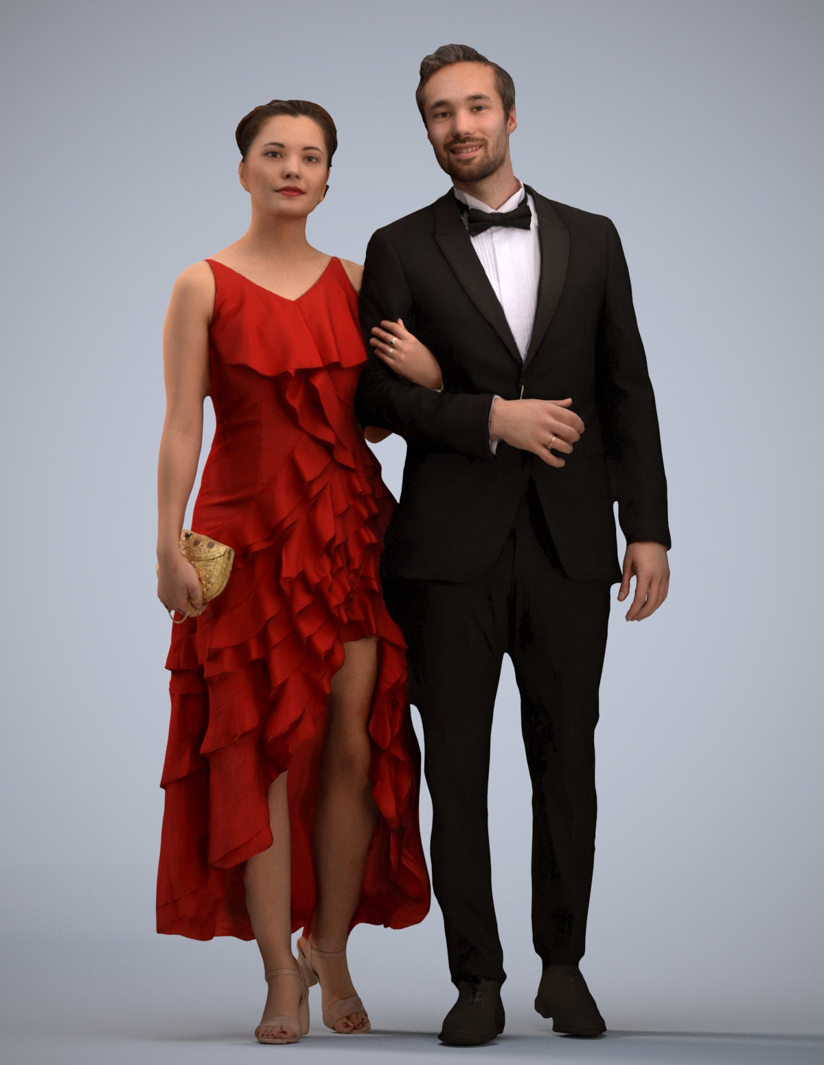 photogrammetry 3D woman formal couple, realistic human model archviz FBX