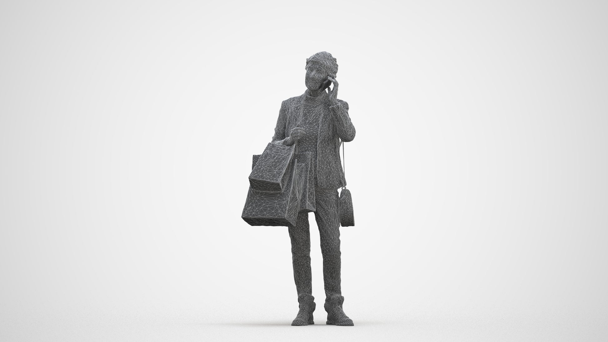 3D people model senior woman casual mix, scanned human for 3ds Max rendering, three-quarter front view render