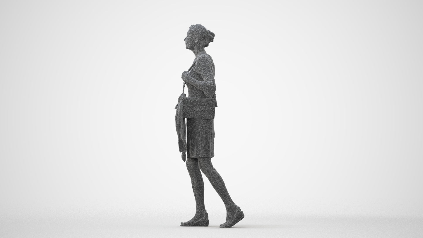 realistic 3D people senior woman business walking, render-ready for V-Ray and Corona, FBX OBJ, square thumbnail