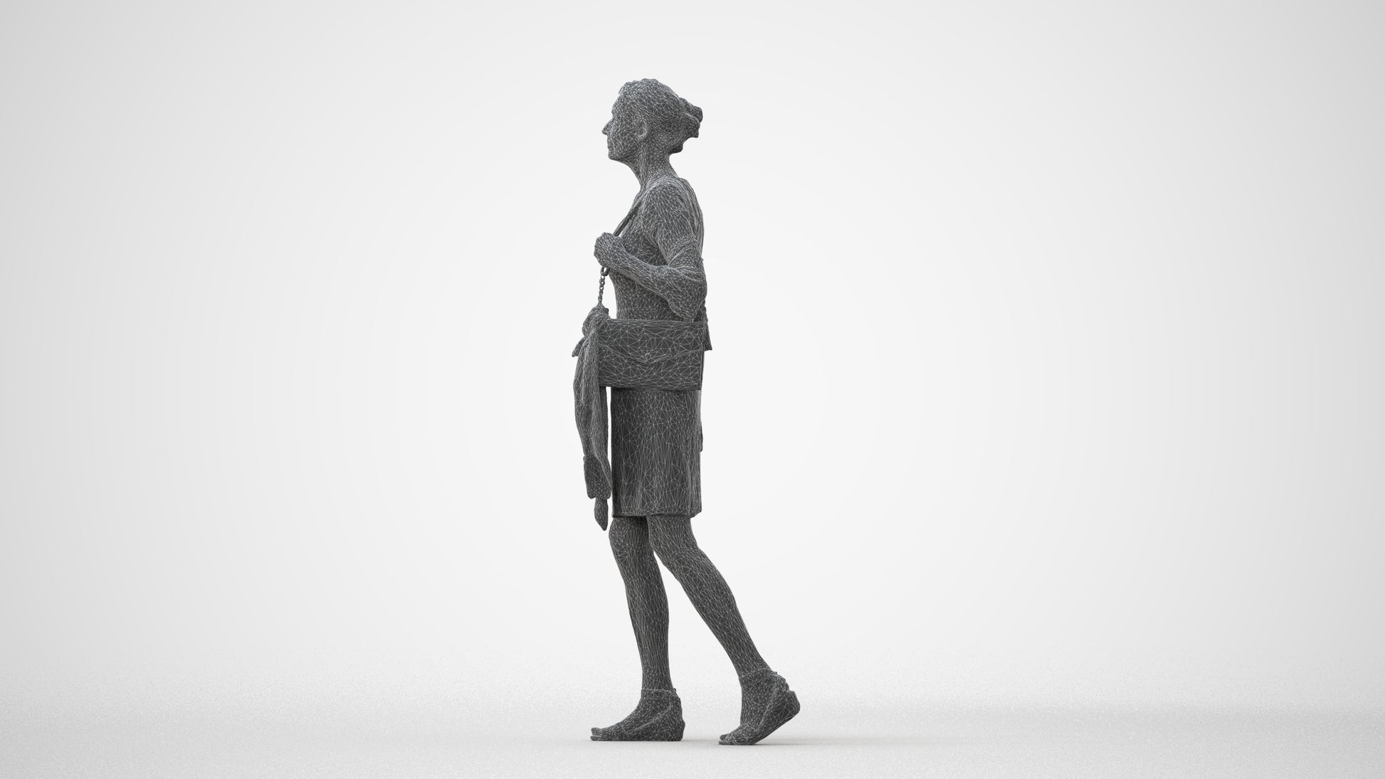 realistic 3D people senior woman business walking, render-ready for V-Ray and Corona, FBX OBJ, square thumbnail