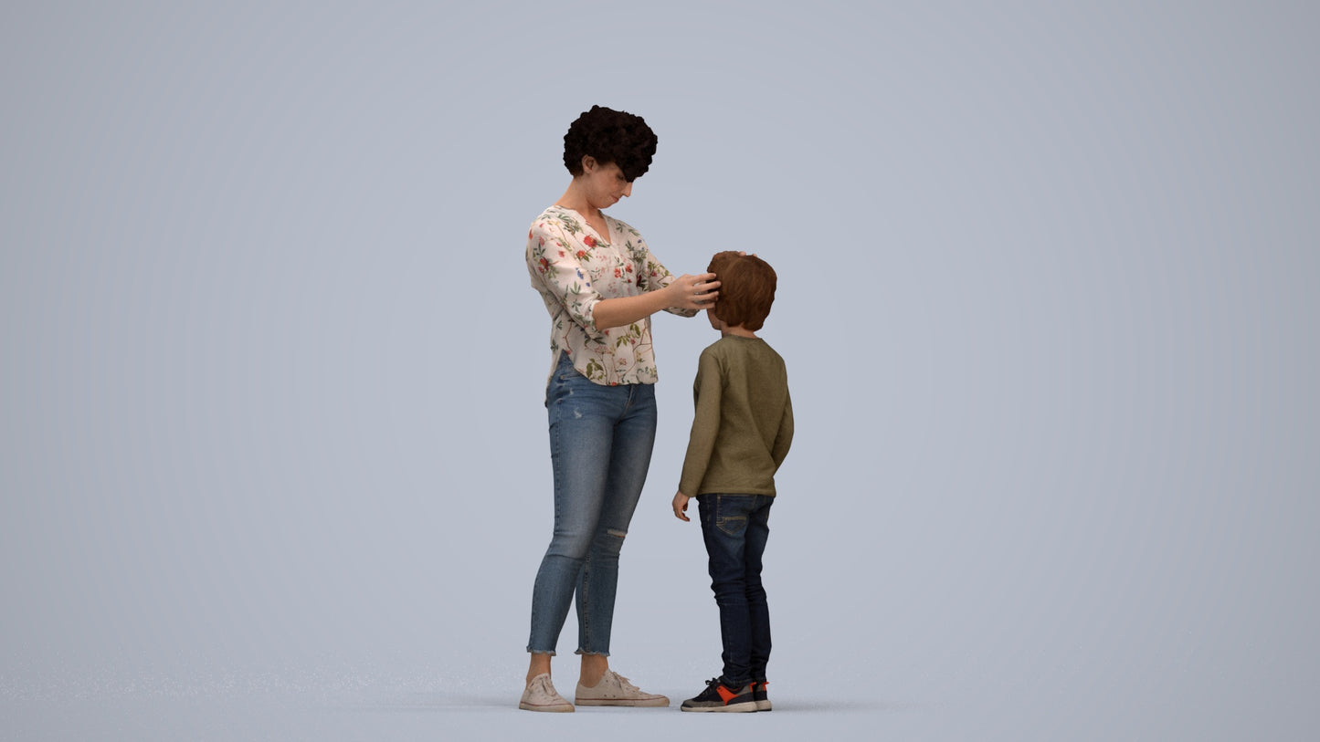 realistic 3D people girl casual kids, render-ready for V-Ray and Corona, FBX OBJ, standing pose render