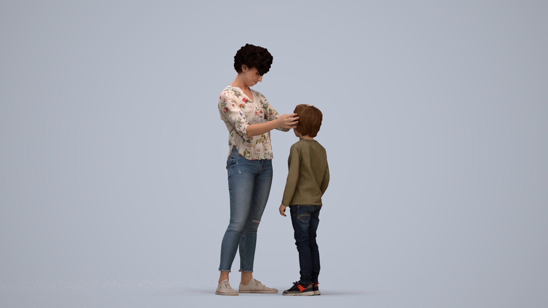 realistic 3D people girl casual kids, render-ready for V-Ray and Corona, FBX OBJ, standing pose render