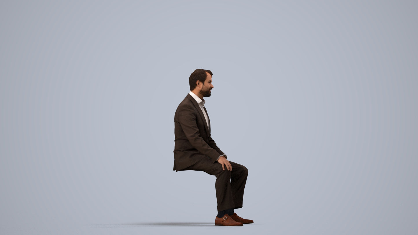 realistic 3D man business, scanned archviz people for Blender and 3ds Max, side view render