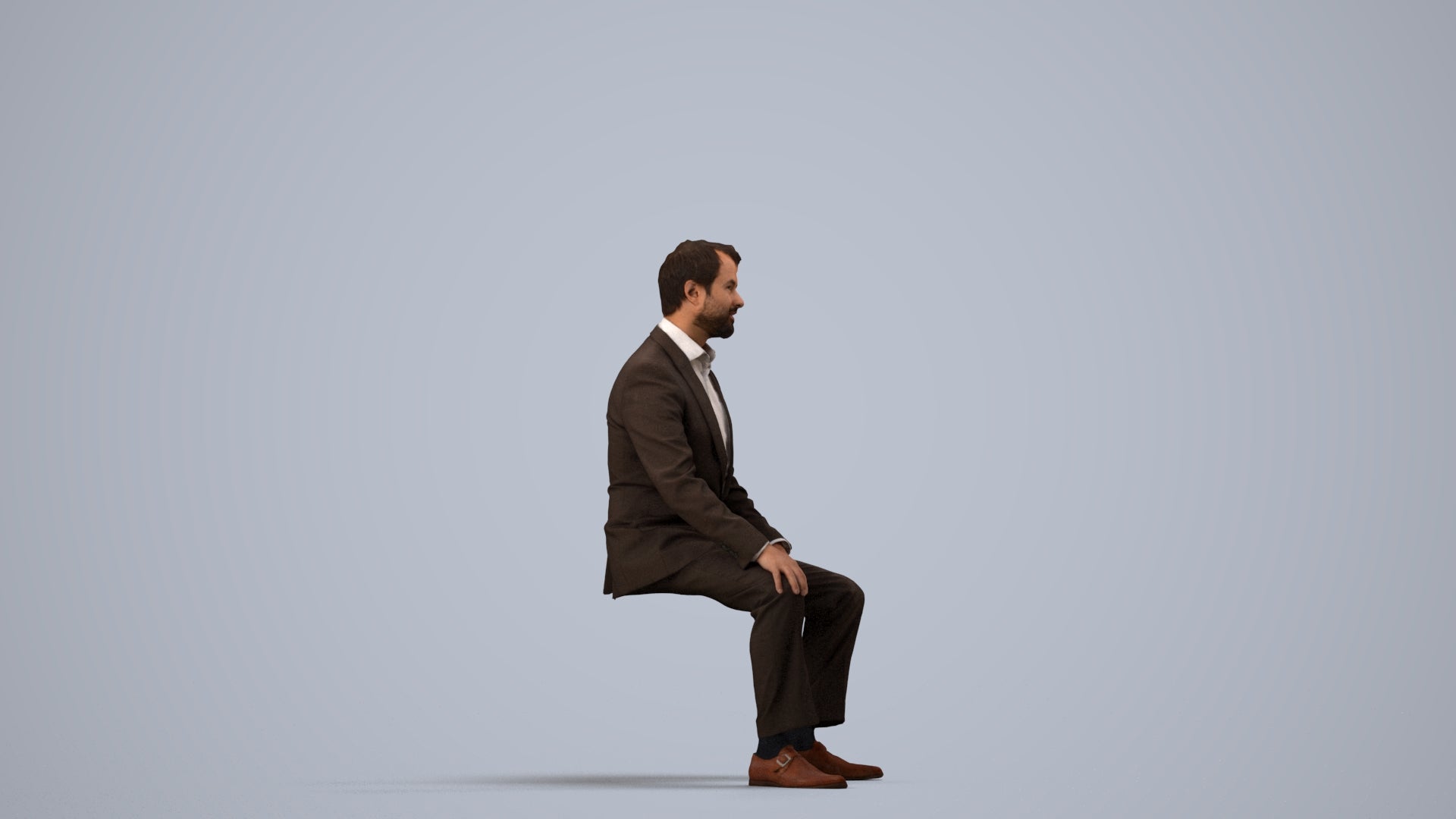 realistic 3D man business, scanned archviz people for Blender and 3ds Max, side view render