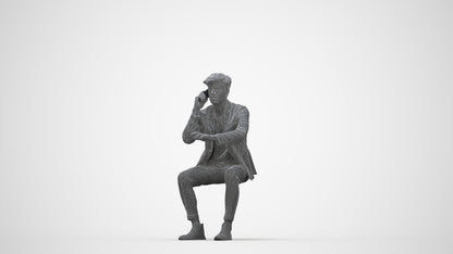 3D scanned man business, photorealistic archviz people for Enscape and SketchUp, wireframe back view
