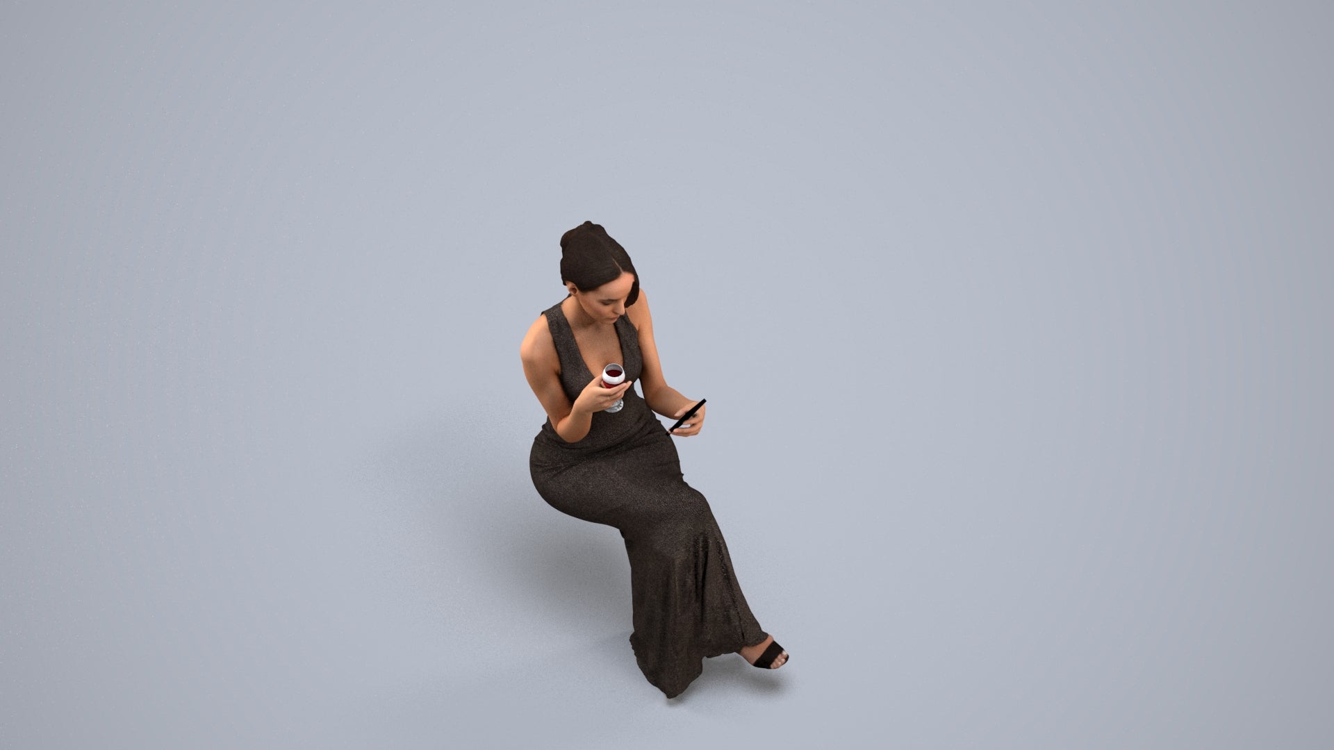 realistic 3D people woman formal formalaffairs, render-ready for V-Ray and Corona, FBX OBJ, back view render