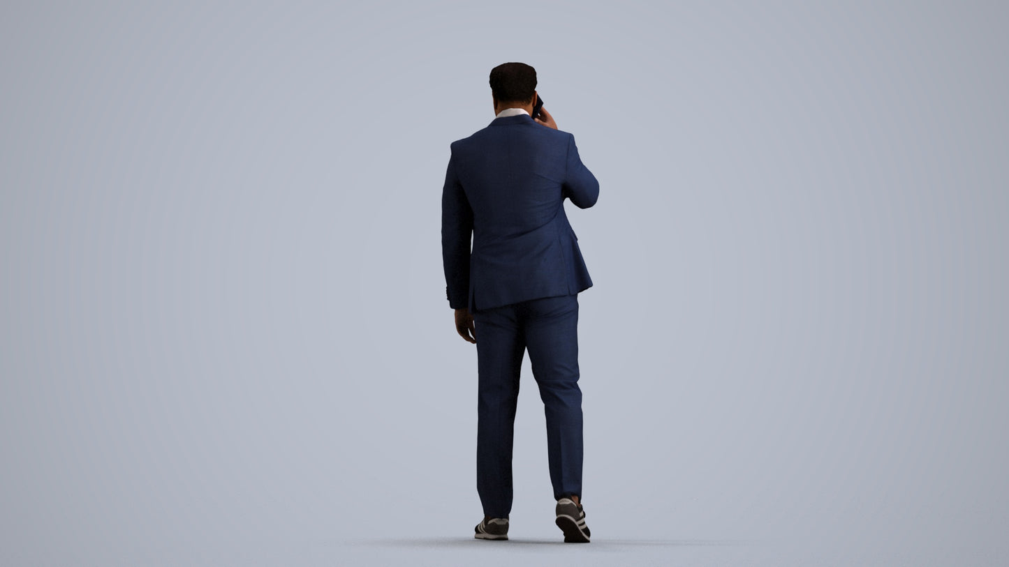 realistic 3D man business standing, scanned archviz people for Blender and 3ds Max, front view render