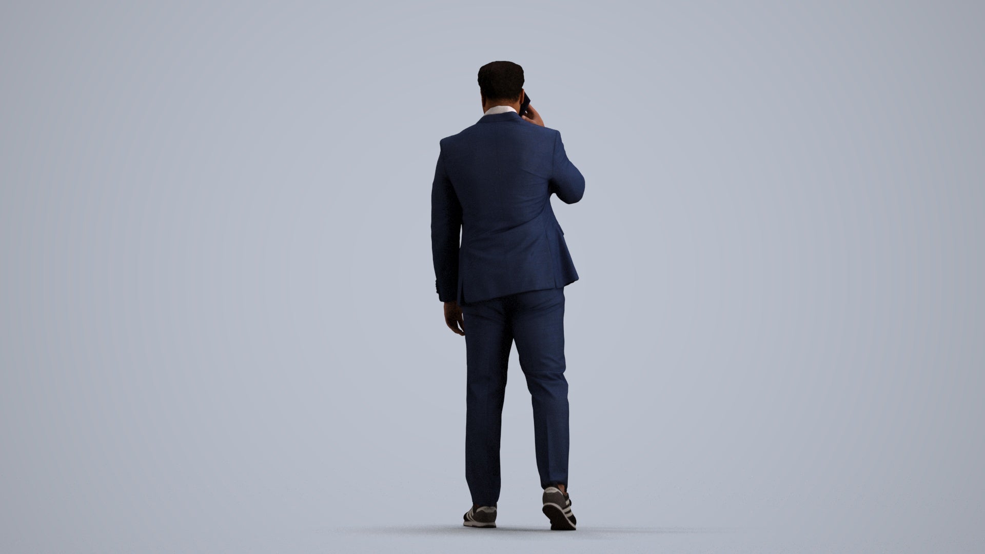realistic 3D man business standing, scanned archviz people for Blender and 3ds Max, front view render