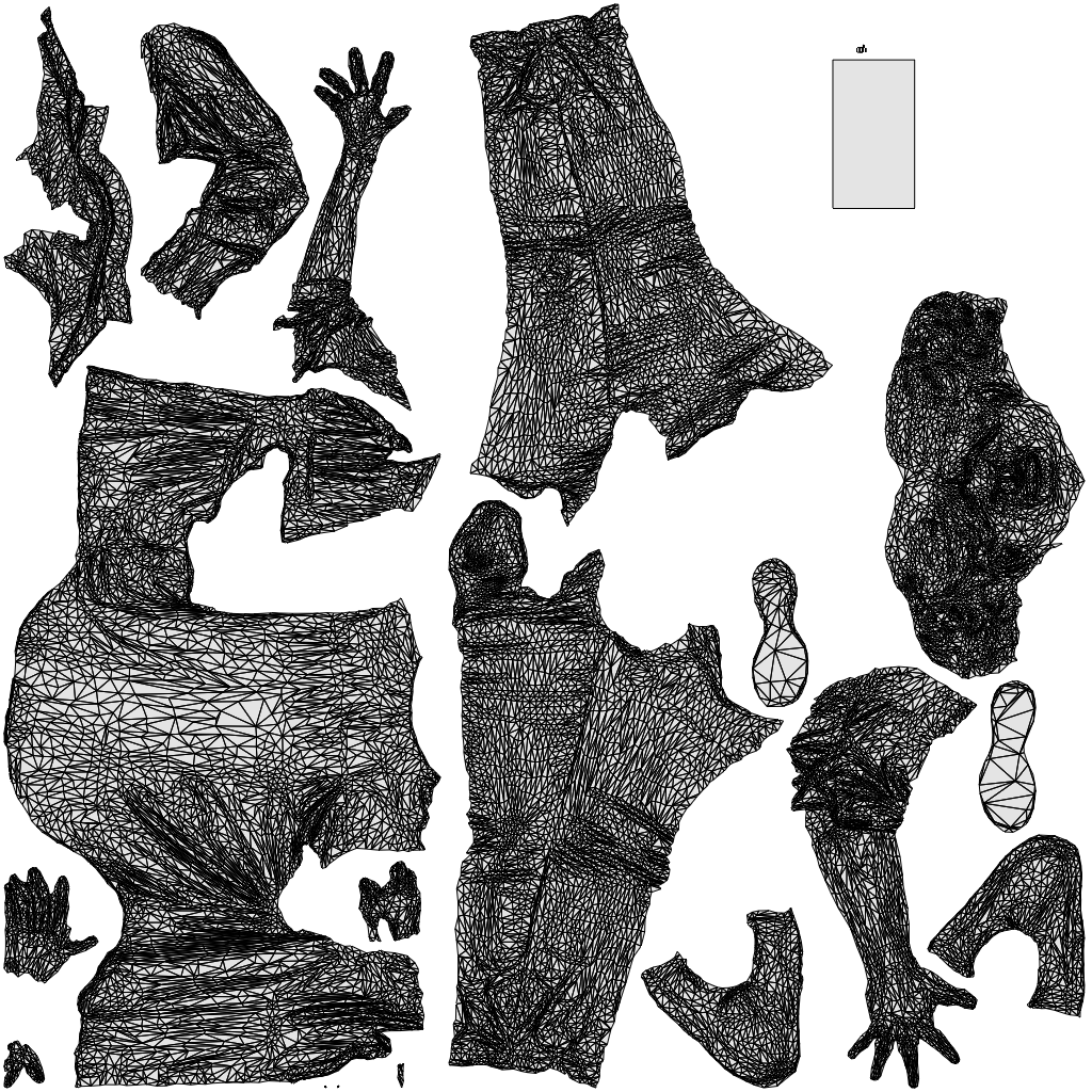 3D people model woman casual standing, scanned human for 3ds Max rendering, wireframe top-down view