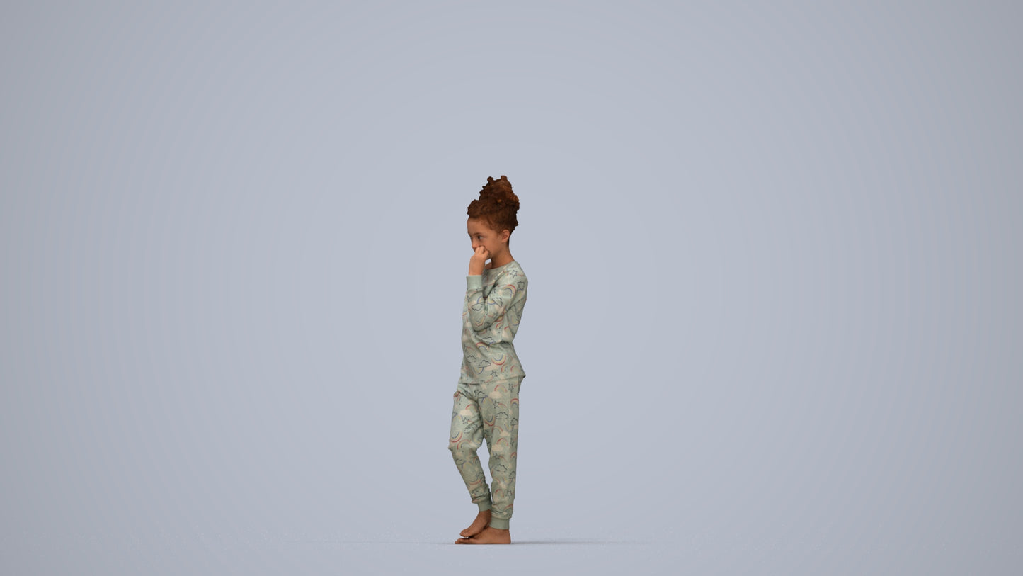 scanned 3D girl kids, photogrammetry people for Enscape and V-Ray, top-down view render