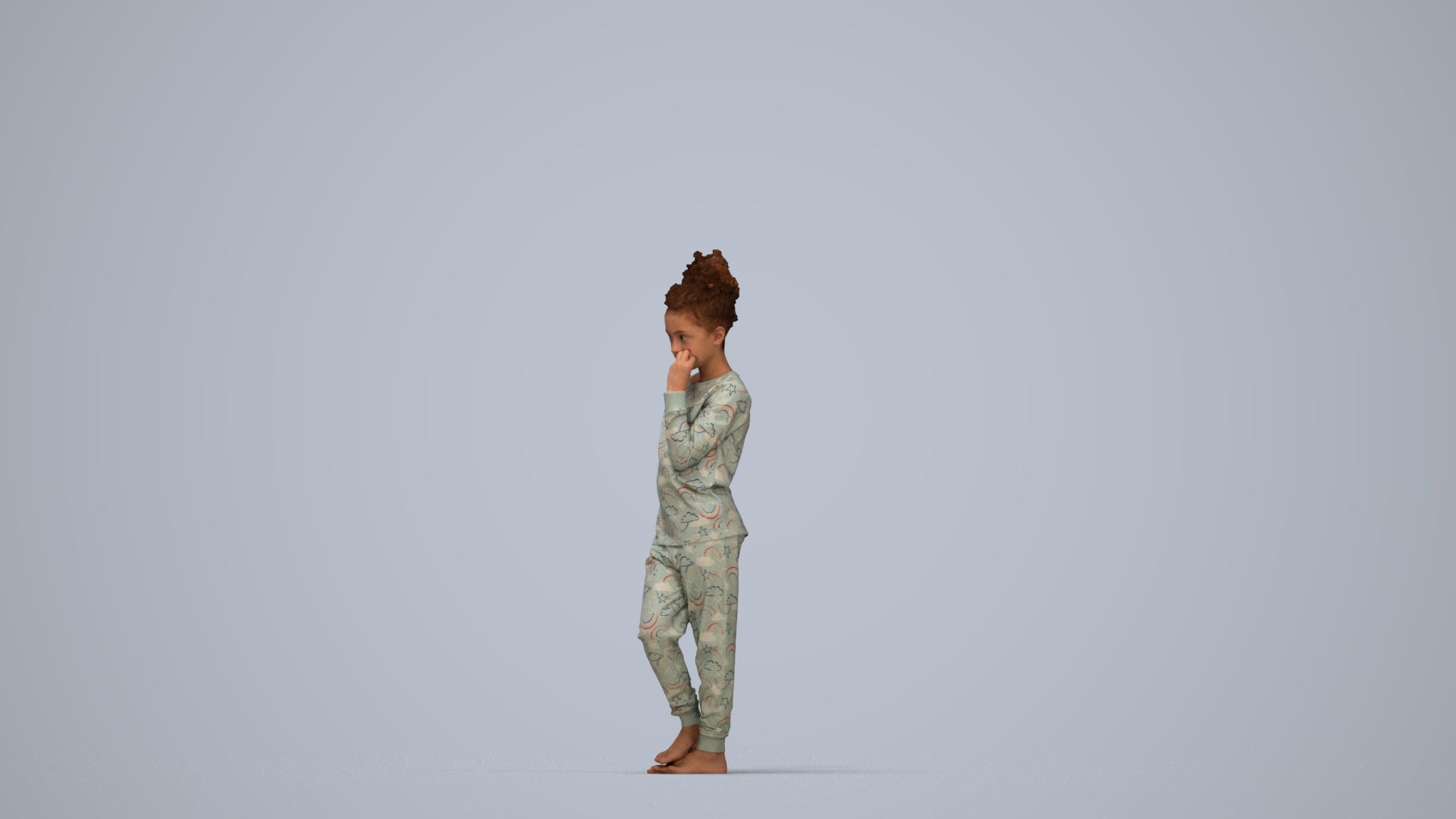 scanned 3D girl kids, photogrammetry people for Enscape and V-Ray, top-down view render