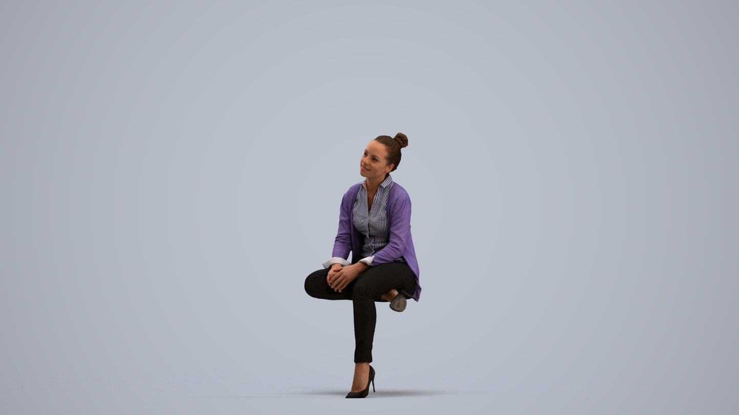realistic 3D people woman business sitting, render-ready for V-Ray and Corona, FBX OBJ, standing pose render