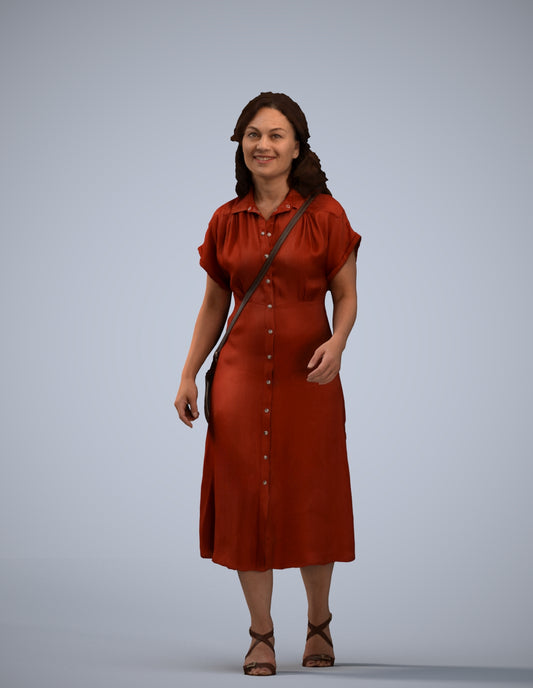 realistic 3D woman casual standing, scanned archviz people for Blender and 3ds Max