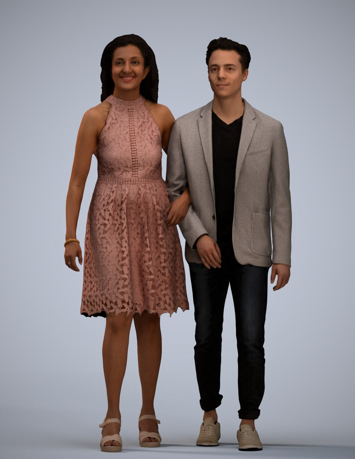 realistic 3D people woman formal couple, render-ready for V-Ray and Corona, FBX OBJ