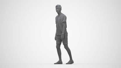 scanned 3D man casual walking, photogrammetry people for Enscape and V-Ray, wireframe back view