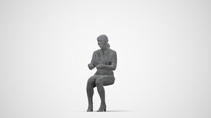 photogrammetry 3D woman casual business, realistic human model archviz FBX, wireframe back view