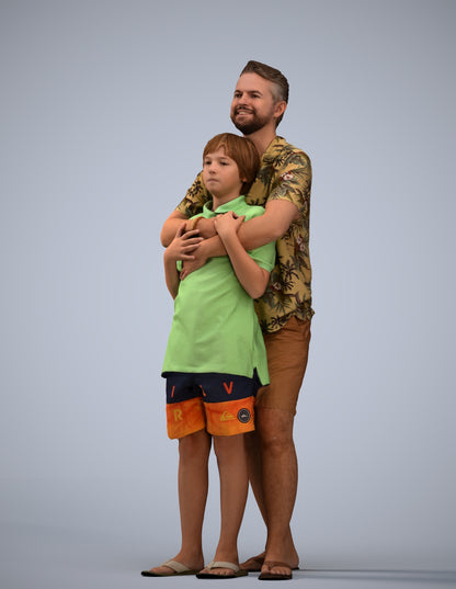 3D people model boy standing, scanned human for 3ds Max rendering