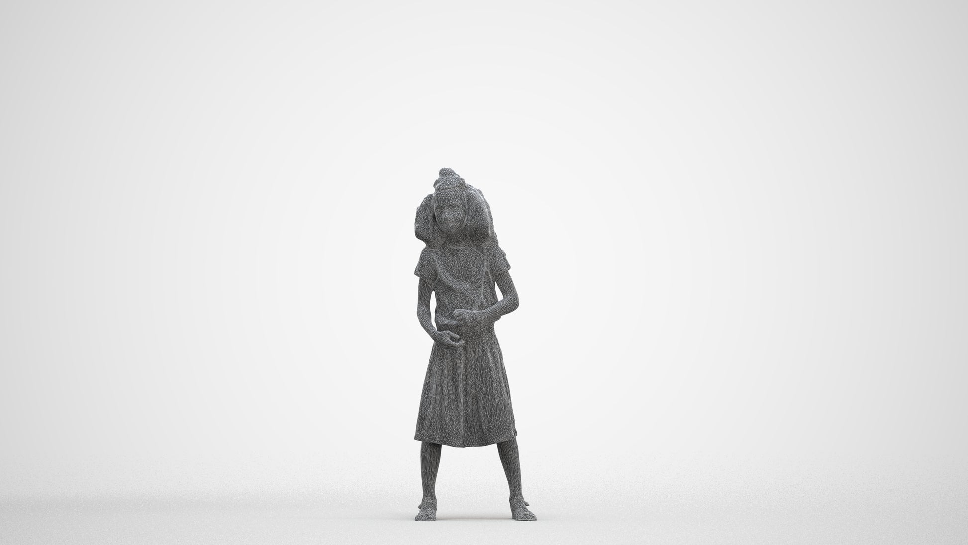 realistic 3D girl casual kids, scanned archviz people for Blender and 3ds Max, three-quarter front view render