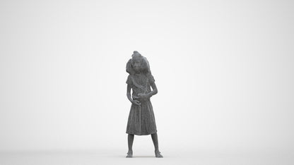 realistic 3D girl casual kids, scanned archviz people for Blender and 3ds Max, three-quarter front view render