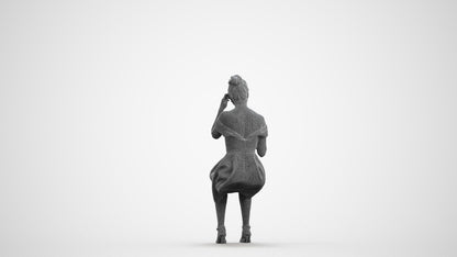 3D scanned woman formalaffairs formal, photorealistic archviz people for Enscape and SketchUp, wireframe front view