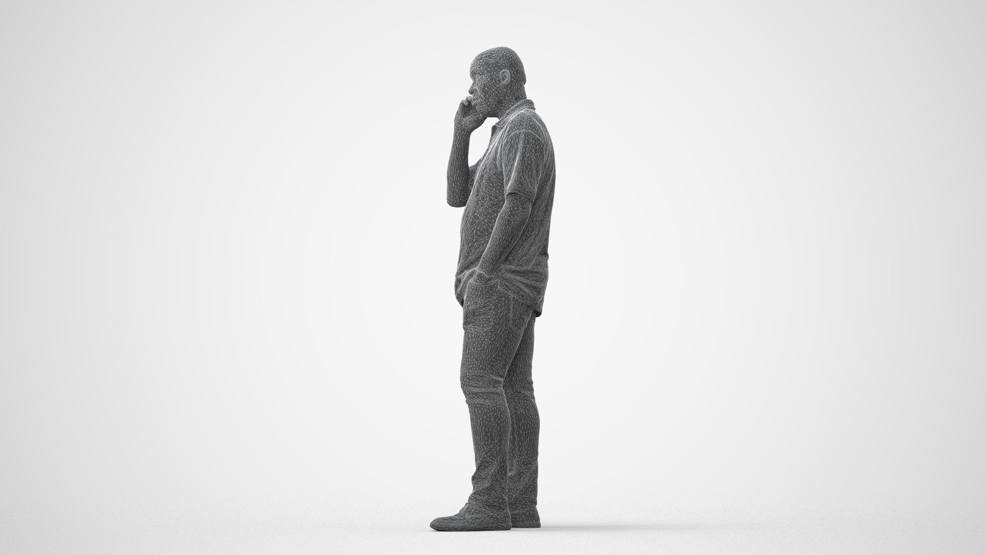photogrammetry 3D man casual standing, realistic human model archviz FBX, square thumbnail