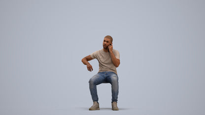 realistic 3D human man casual sitting, archviz people FBX OBJ for Blender, standing pose render