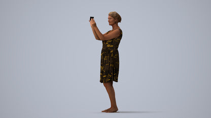 realistic 3D people woman casual standing, render-ready for V-Ray and Corona, FBX OBJ, three-quarter view render