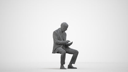 photogrammetry 3D man business, realistic human model archviz FBX, wireframe side view