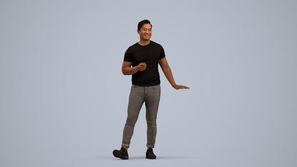 realistic 3D people man casual standing, render-ready for V-Ray and Corona, FBX OBJ, standing pose render