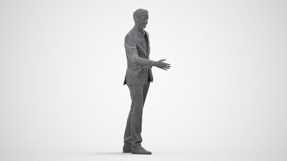 realistic 3D human man business, archviz people FBX OBJ for Blender, wireframe side view